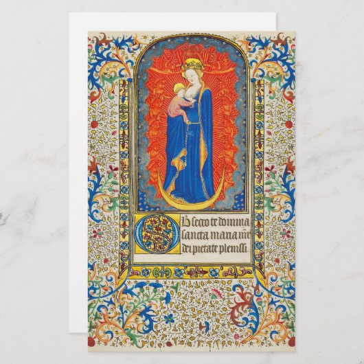 JUNGFRAU MIT KIND UND ANGELN Antike Wirbel Briefpapier (Vorne/Hinten)