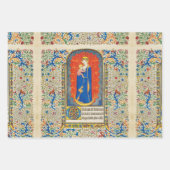 JUNGFRAU MIT KIND UND ANGELN Antike Wirbel Geschenkpapier Set (Vorderseite 3)