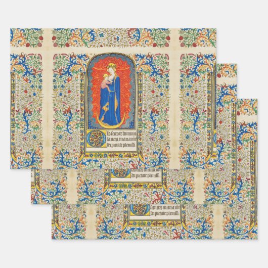 JUNGFRAU MIT KIND UND ANGELN Antike Wirbel Geschenkpapier Set (Set)