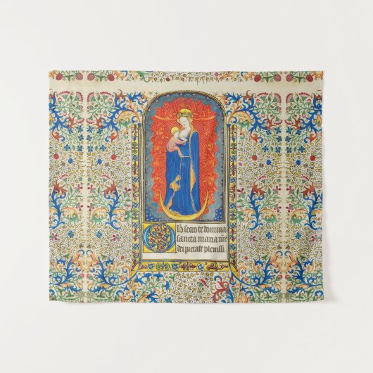 JUNGFRAU MIT KIND UND ANGELN Antike Wirbel Wandteppich (Vorderseite (Horizontal))