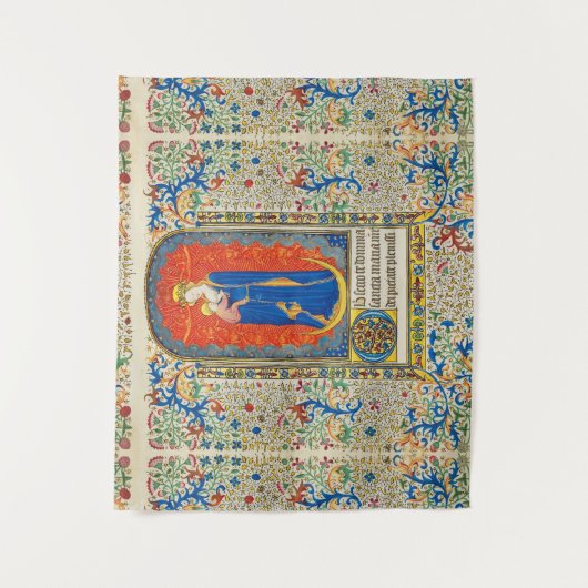 JUNGFRAU MIT KIND UND ANGELN Antike Wirbel Wandteppich (Vorderseite)