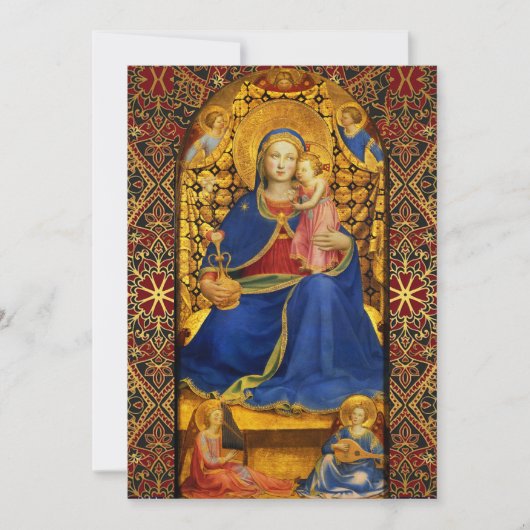 JUNGFRAU MIT KIND UND ANGELN Blaues Party Einladung (Vorderseite)