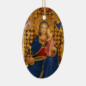 JUNGFRAU MIT KIND UND ANGELN ,Blue Saphir Gem Keramikornament (Rechts)