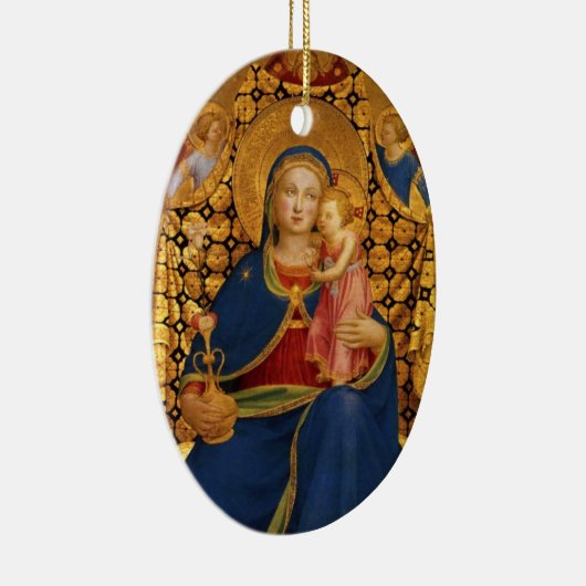 JUNGFRAU MIT KIND UND ANGELN ,Blue Saphir Gem Keramikornament (Rechts)