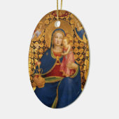 JUNGFRAU MIT KIND UND ANGELN ,Blue Saphir Gem Keramikornament (Links)