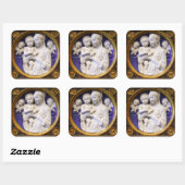 JUNGFRAU MIT KIND UND ANGELN QUADRATISCHER AUFKLEBER (Blatt)