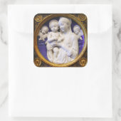 JUNGFRAU MIT KIND UND ANGELN QUADRATISCHER AUFKLEBER (Tasche)