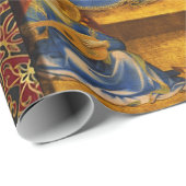 JUNGFRAU MIT KIND UND ANGELN, Red Blue Gold Xmas Geschenkpapier (Rolleneckpunkt)