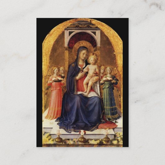 JUNGFRAU MIT KIND UND ANGELN, schwarz Visitenkarte (Rückseite)