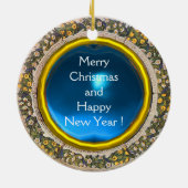 JUNGFRAU MIT KIND- UND ENGEL rundem blauem Saphir Keramikornament (Hinten)