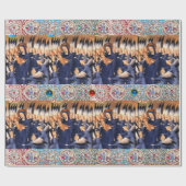 JUNGFRAU MIT KIND UND ENGELN, ROTE BLAUE GESCHENKPAPIER (Flach)