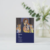 JUNGFRAU MIT KIND UND SITZEN, blau Visitenkarte (Stehend Vorderseite)