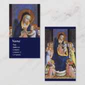 JUNGFRAU MIT KIND UND SITZEN, blau Visitenkarte (Vorne/Hinten)