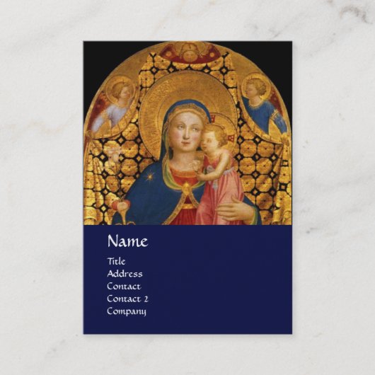 JUNGFRAU MIT KIND UND SITZEN Blaue Perle Visitenkarte (Vorderseite)
