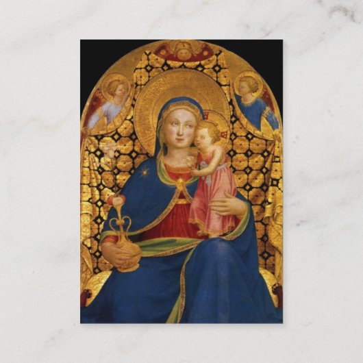 JUNGFRAU MIT KIND UND SITZEN Blaue Perle Visitenkarte (Rückseite)