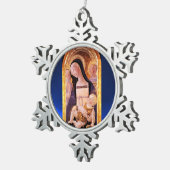 JUNGFRAU MIT KIND UND SITZEN, Blauer Saphir Schneeflocken Zinn-Ornament (Rechts)