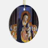 JUNGFRAU MIT KIND UND SITZEN, blaues Saphir Keramikornament (Rechts)