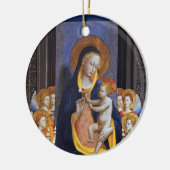 JUNGFRAU MIT KIND UND SITZEN, blaues Saphir Keramikornament (Links)