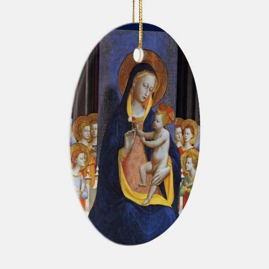 JUNGFRAU MIT KIND UND SITZEN, blaues Saphir Keramikornament (Rechts)