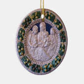 JUNGFRAU MIT KIND UND SITZEN RUNTER blauem Saphir Keramikornament (Rechts)