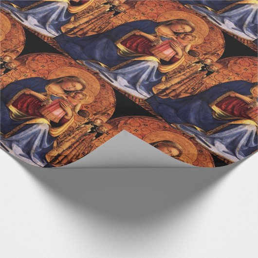 JUNGFRAU MIT KIND UND SITZEN Weihnachten Geschenkpapier (Ecke)