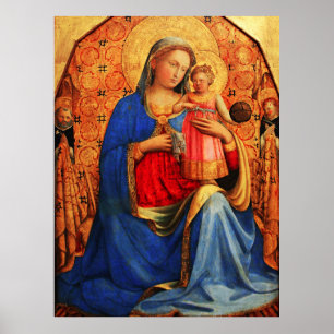 JUNGFRAU MIT KIND UND SÜDEN VON Fra Angelico Poster