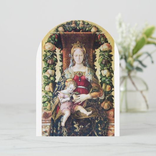 JUNGFRAU MIT KINDER Weihnachts-Party Weiß Einladung (Stehend Vorderseite)