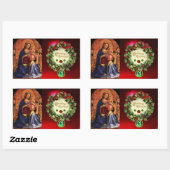 JUNGFRAU MIT KINDERN SITZT MONOGRAM Green Emerald Rechteckiger Aufkleber (Blatt)