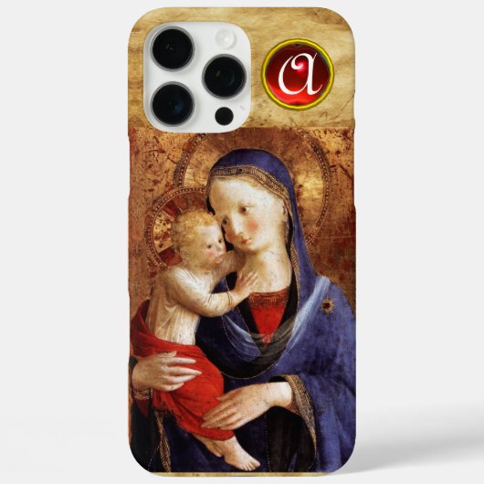 JUNGFRAU MIT KINDERRed Ruby Monogramm Case-Mate iPhone Hülle (Rückseite)