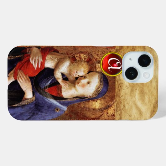 JUNGFRAU MIT KINDERRed Ruby Monogramm Case-Mate iPhone Hülle (Rückseite (Horizontal))