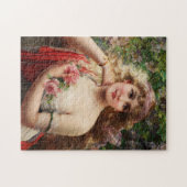 Jungfrau mit Rose von Emile Vernon Puzzle (Horizontal)