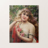 Jungfrau mit Rose von Emile Vernon Puzzle (Vertikal)