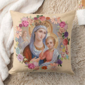 Jungfrau-Mutter-Mary-Baby-Jesus Blumenwreath Krone Kissen (Decke)