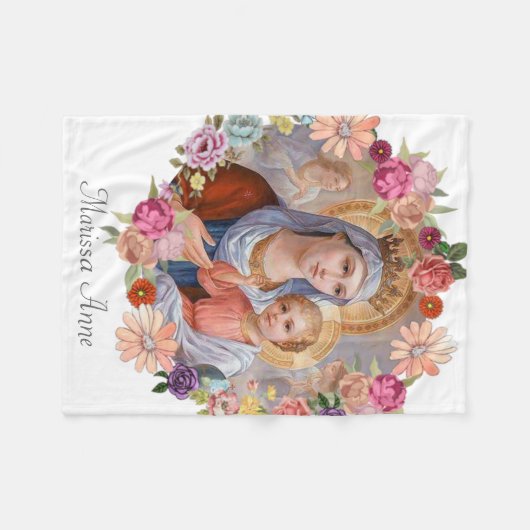 Jungfrau-Mutter Mary mit Baby Jesus Fleecedecke (Vorderseite (Horizontal))