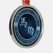 Jungfrau/Pferd Silbernes Ornament (Rechts)