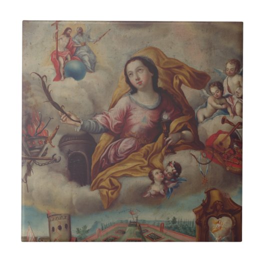 Jungfrau Saint Barbara und Märtyrer Fliese (Vorderseite)