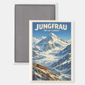 Jungfrau, Schweiz, in klassischem Retro-Stil Magnet (Vorderseite/Rückseite)