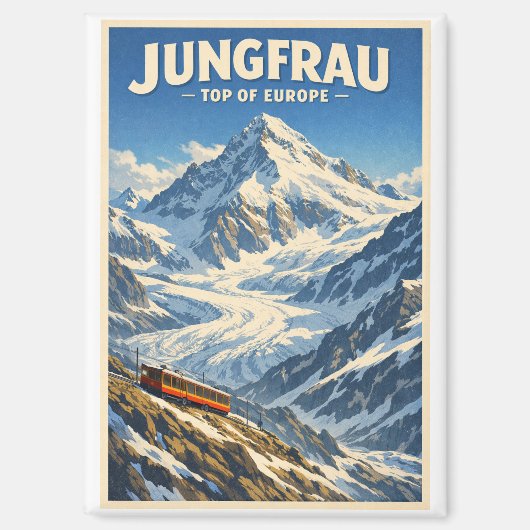 Jungfrau, Schweiz, in klassischem Retro-Stil Magnet (Vorderseite)