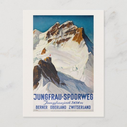 Jungfrau-Spoorweg Vintage Poster 1914 Postkarte (Vorderseite)