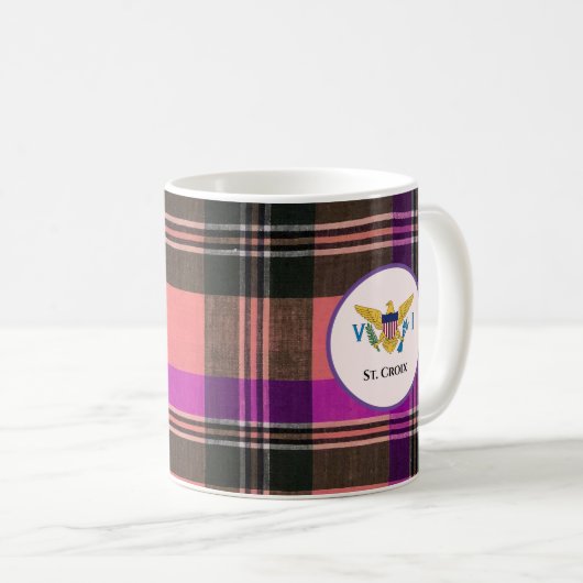 Jungfrau St. Croix Flaggen Madras USVI Kaffeetasse (VorderseiteRechts)
