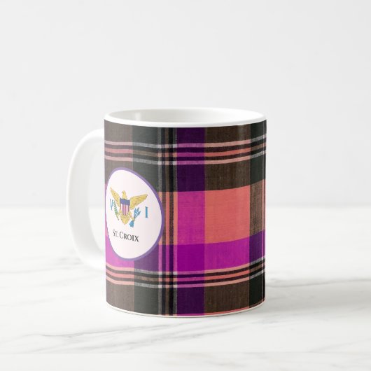 Jungfrau St. Croix Flaggen Madras USVI Kaffeetasse (Vorderseite Links)