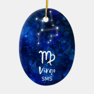 Jungfrau-Sternbild Blaue Galaxie Monogramm Keramik Ornament