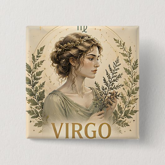 Jungfrau-Sternzeichen Geburtstags-Astrologie-Gesch Button (Vorderseite)
