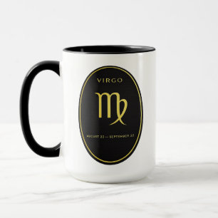Jungfrau-Sternzeichen Goldenes oval Emblem Tasse