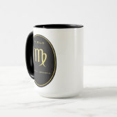 Jungfrau-Sternzeichen Goldenes oval Emblem Tasse | (Vorderseite Links)