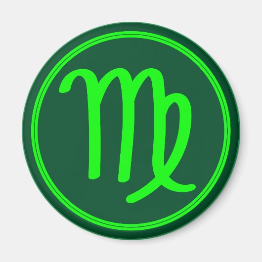 Jungfrau-Sternzeichen-Symbol grüner Kontrast Magnet (Vorne)