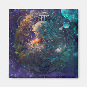 Jungfrau-Sternzeichen Wasserfarben-Design Magnet