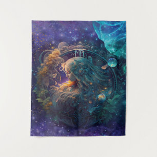 Jungfrau-Sternzeichen Wasserfarben-Design Wandteppich