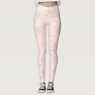 Jungfrau-Sternzeichenmuster in Braun und Burgund Leggings