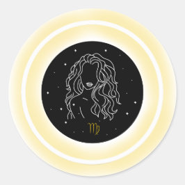Jungfrau-Symbol – Minimales Astrologie-Emblem Runder Aufkleber